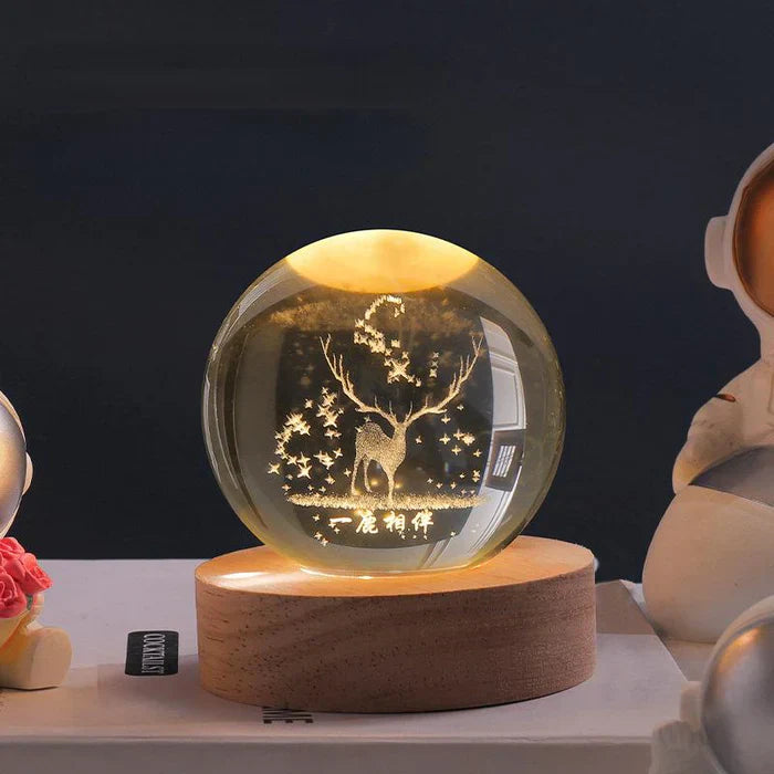 LED Crystal Ball | Clear Crystal & LED Light | Spherical Moon Design | Living Room Accent