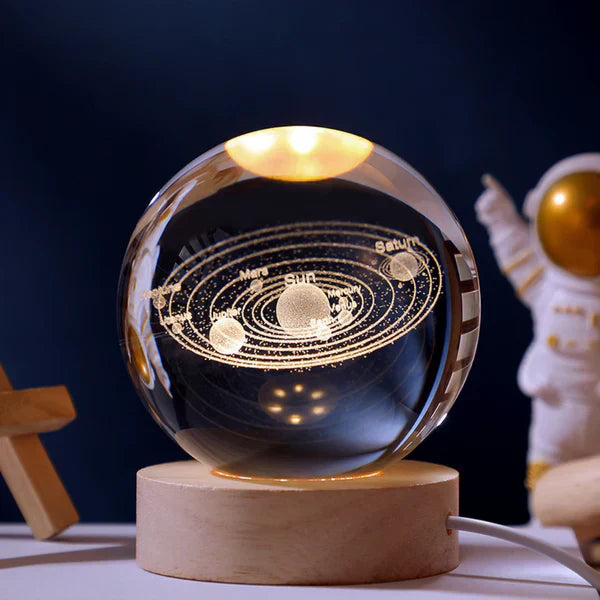 LED Crystal Ball | Clear Crystal & LED Light | Spherical Moon Design | Living Room Accent