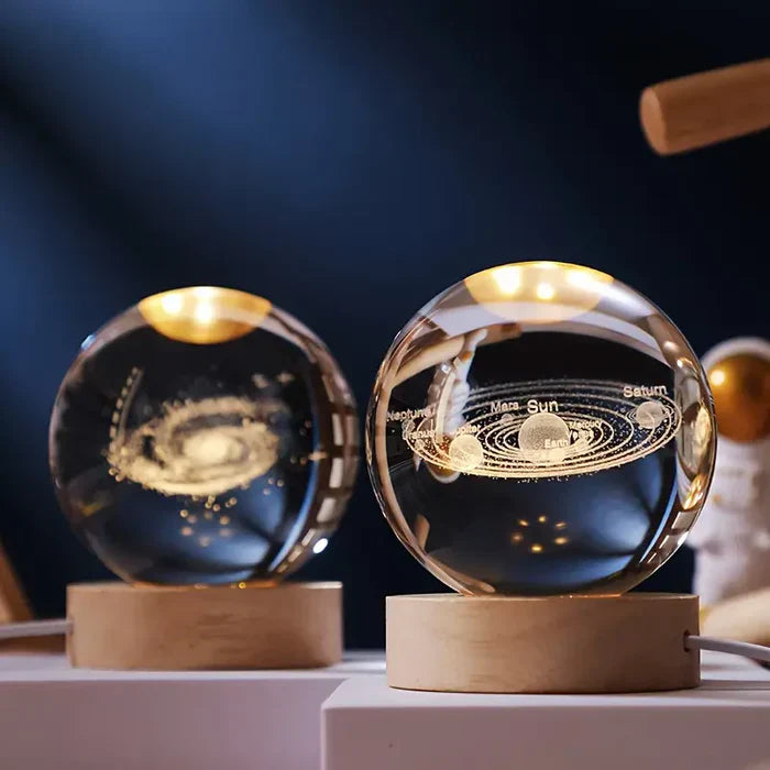 LED Crystal Ball | Clear Crystal & LED Light | Spherical Moon Design | Living Room Accent