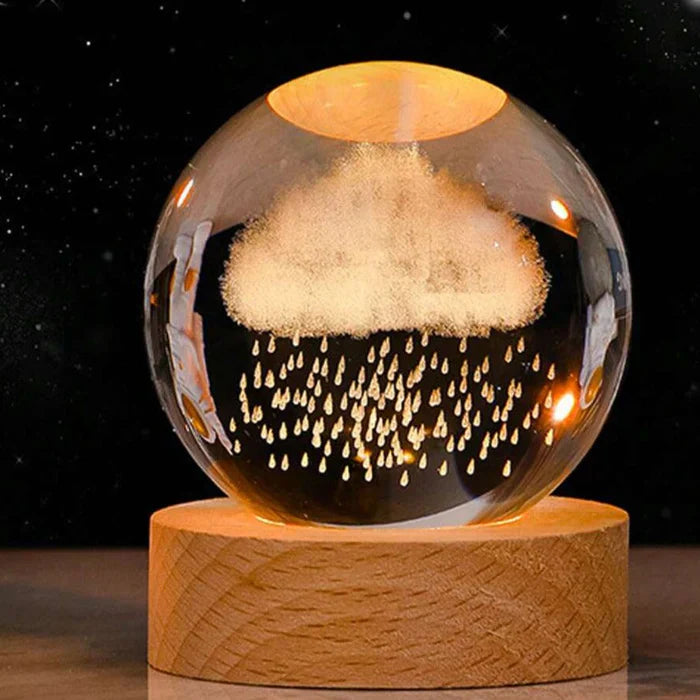 LED Crystal Ball | Clear Crystal & LED Light | Spherical Moon Design | Living Room Accent
