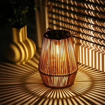 Handcrafted Solar Garden Lantern - Waterproof Rattan Boho Candle Light