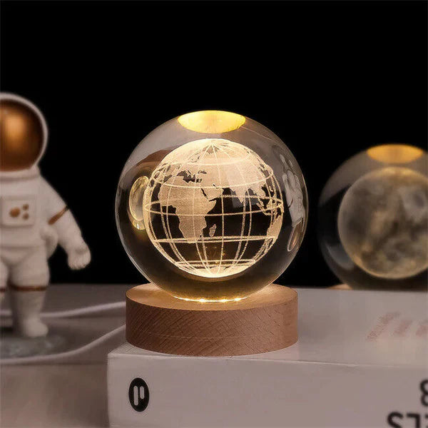 LED Crystal Ball | Clear Crystal & LED Light | Spherical Moon Design | Living Room Accent