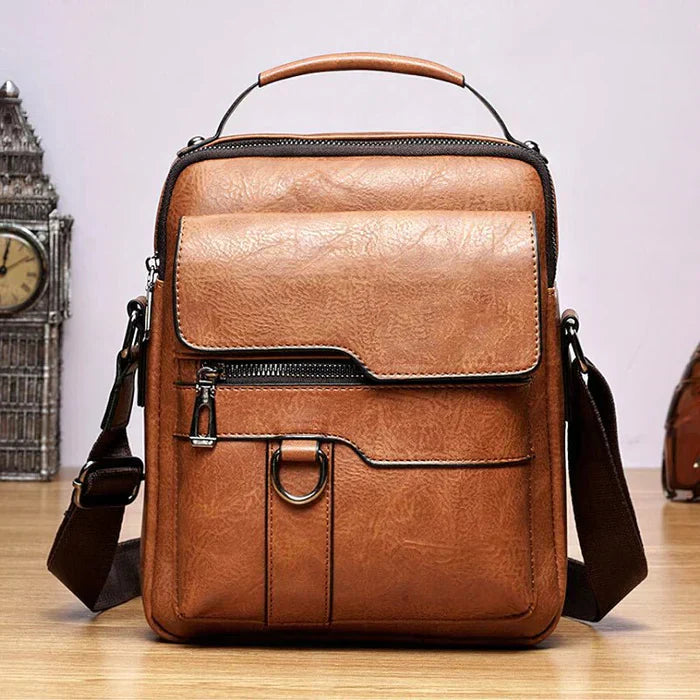 Women's Premium Leather Shoulder Bag - Modern Messenger with Adjustable Strap