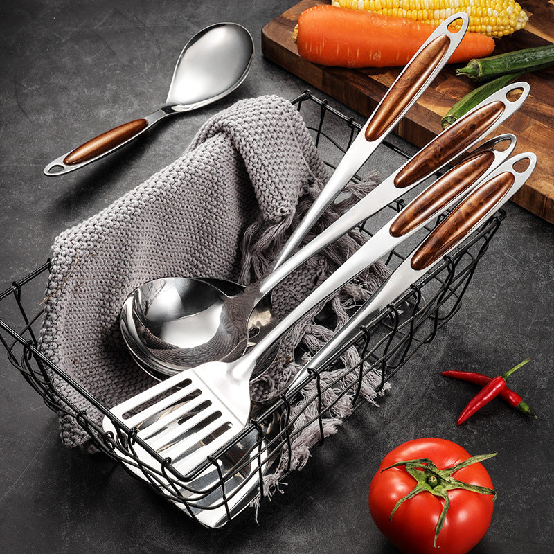 Utensil Set | Stainless Steel & Wood | Ergonomic Grip | Kitchen Use