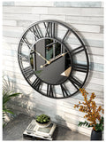 Wall Clock | Brushed Metal & Glass | Roman Numerals Open Frame | Urban Loft Decor