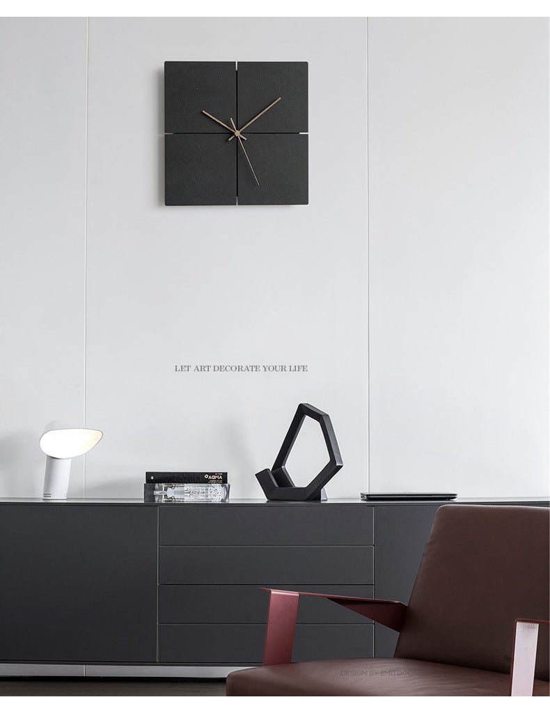 Wall Clock | Matte Black Composite & Metal | Silent Movement | Living Room Accent
