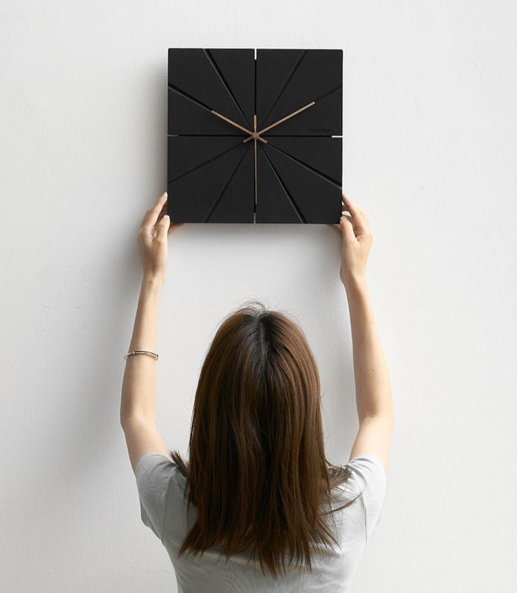 Wall Clock | Matte Black Composite & Metal | Silent Movement | Living Room Accent