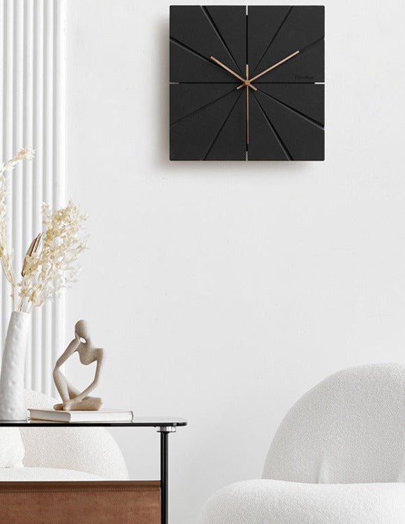 Wall Clock | Matte Black Composite & Metal | Silent Movement | Living Room Accent
