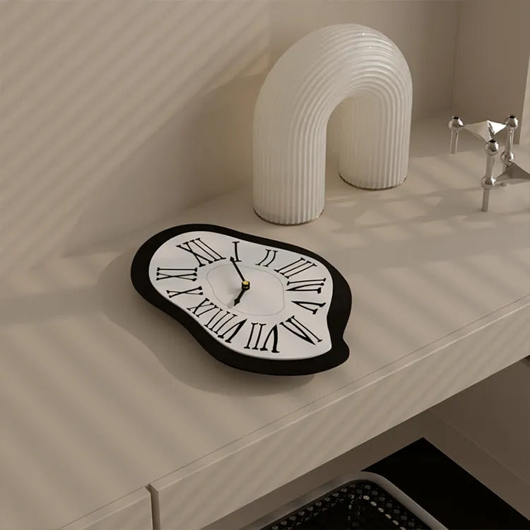 Wall Clock | Plastic & Glass | Surreal Melting Shape | Living Room Accent