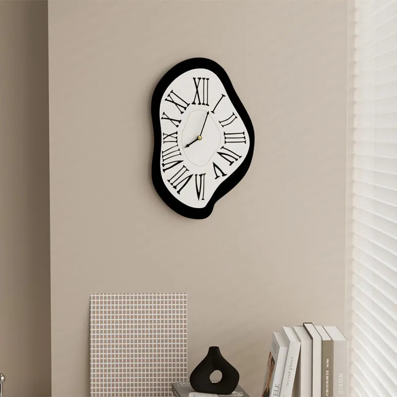 Wall Clock | Plastic & Glass | Surreal Melting Shape | Living Room Accent