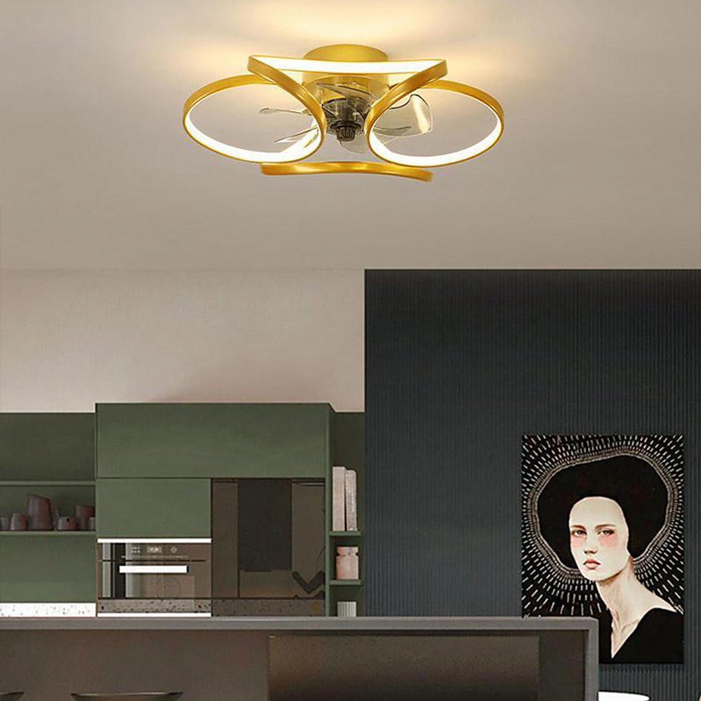 Modern Flower LED Ceiling Fan Light with Remote Control
