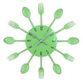 Wall Clock | Metal | Fork and Spoon Accents | Kitchen Decor