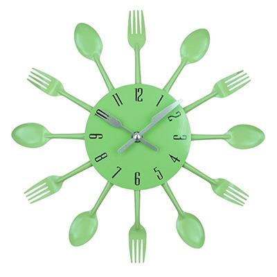 Wall Clock | Metal | Fork and Spoon Accents | Kitchen Decor
