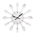 Wall Clock | Metal | Fork and Spoon Accents | Kitchen Decor