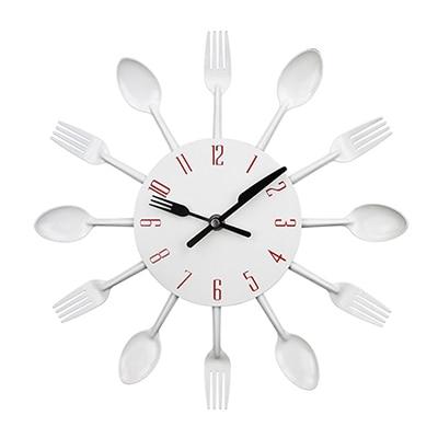 Wall Clock | Metal | Fork and Spoon Accents | Kitchen Decor