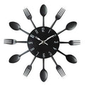 Wall Clock | Metal | Fork and Spoon Accents | Kitchen Decor