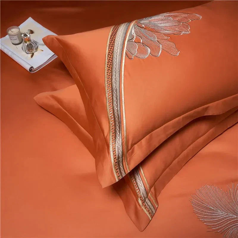 Duvet Cover Set | Egyptian Cotton | Floral Embroidery | Bedroom Sanctuary