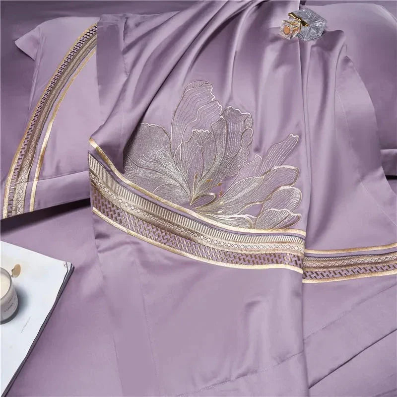 Duvet Cover Set | Egyptian Cotton | Floral Embroidery | Bedroom Sanctuary