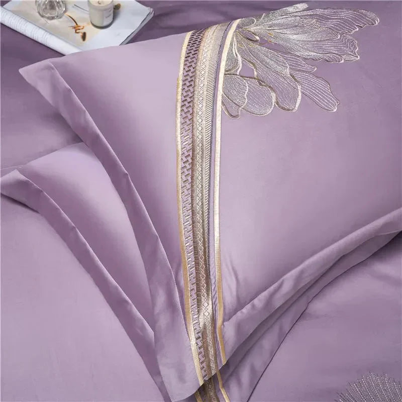 Duvet Cover Set | Egyptian Cotton | Floral Embroidery | Bedroom Sanctuary