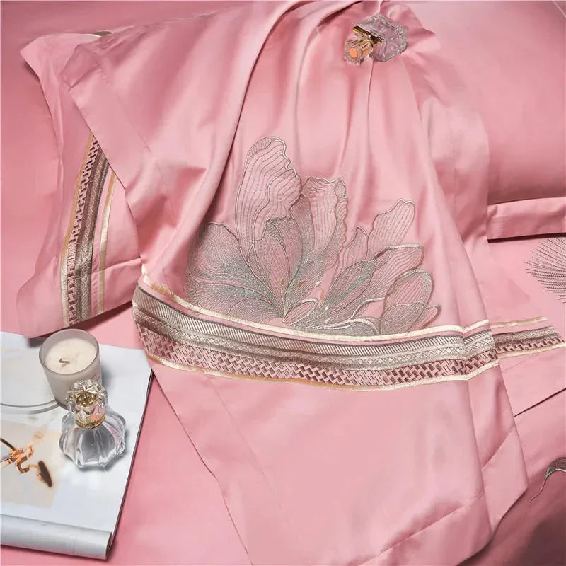 Duvet Cover Set | Egyptian Cotton | Floral Embroidery | Bedroom Sanctuary