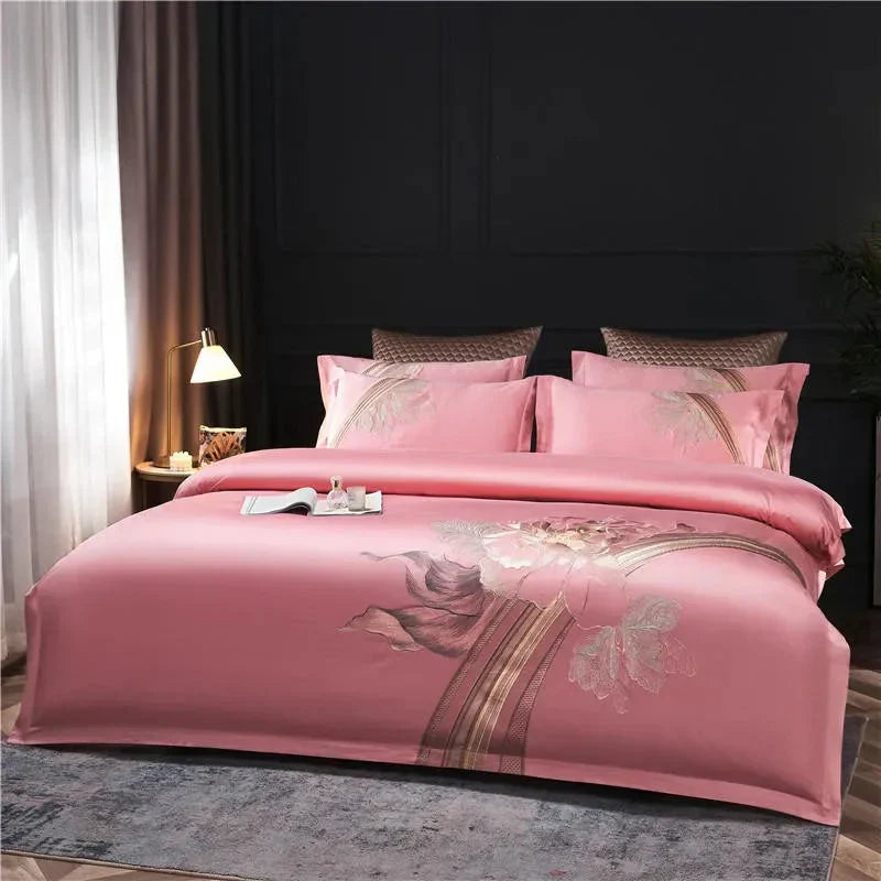 Duvet Cover Set | Egyptian Cotton | Floral Embroidery | Bedroom Sanctuary