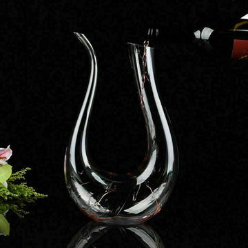 Elegant Crystal Wine Decanter with Dual Spout and Sculptural Design
