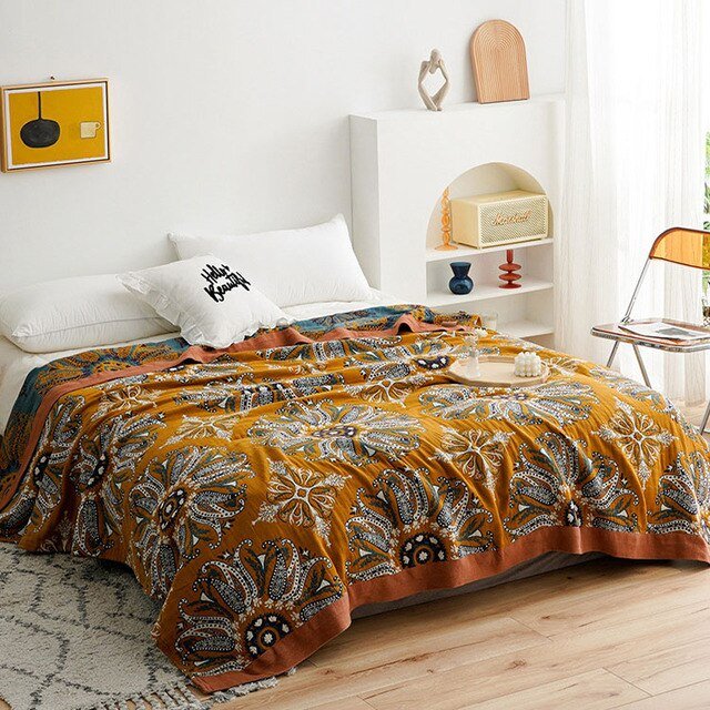 Throw Blanket | Cotton | Vibrant Geometric Patterns | Cozy Home Accent