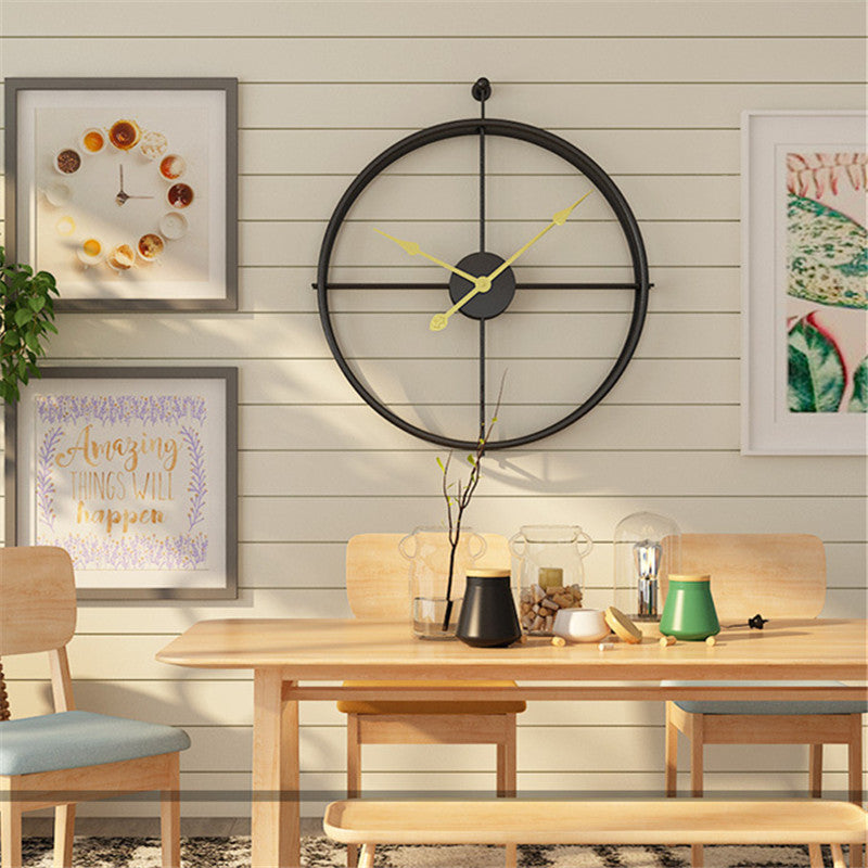 Wall Clock | Black Metal | Open-Frame Geometric Design | Urban Living Room