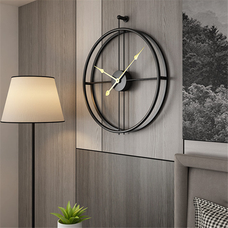 Wall Clock | Black Metal | Open-Frame Geometric Design | Urban Living Room