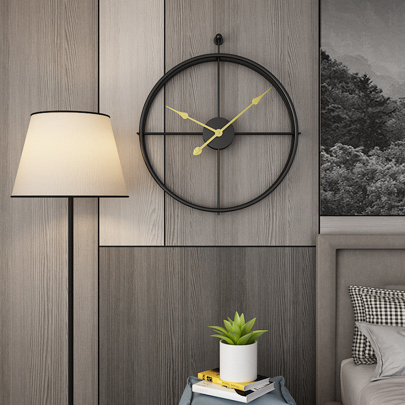 Wall Clock | Black Metal | Open-Frame Geometric Design | Urban Living Room