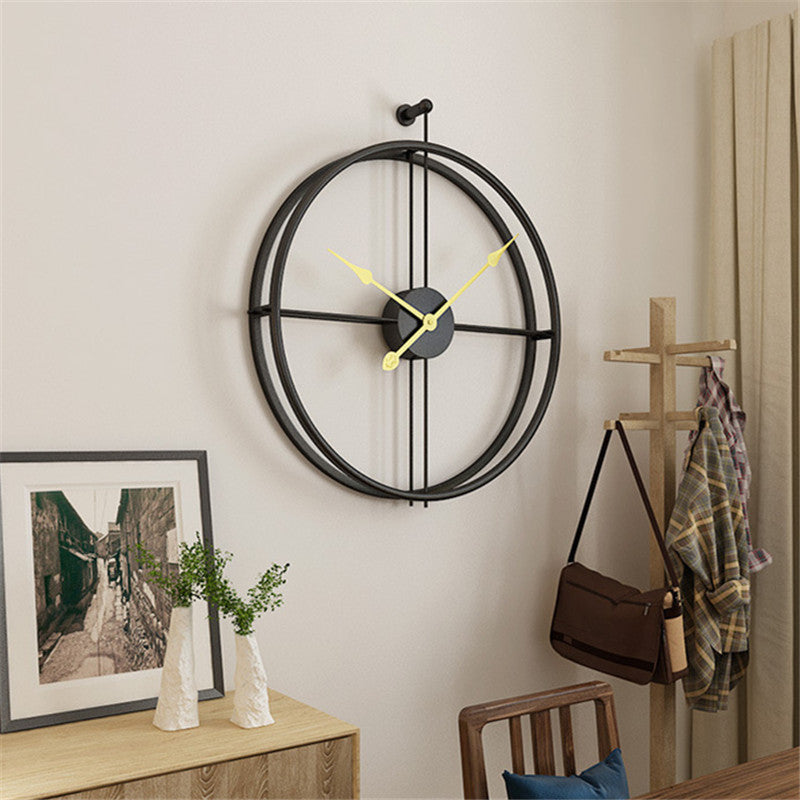 Wall Clock | Black Metal | Open-Frame Geometric Design | Urban Living Room