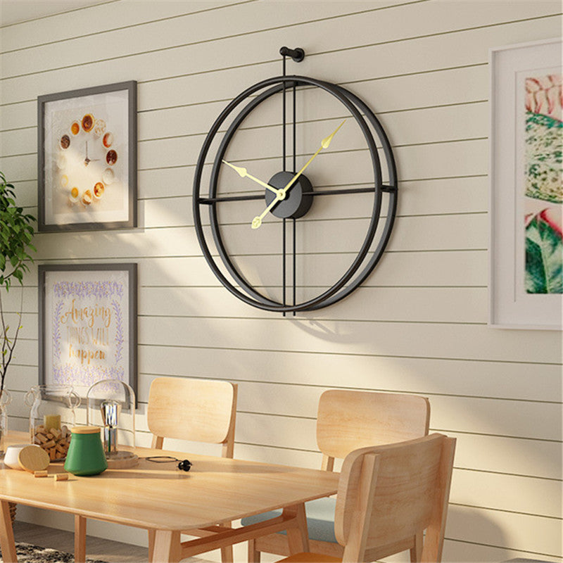 Wall Clock | Black Metal | Open-Frame Geometric Design | Urban Living Room
