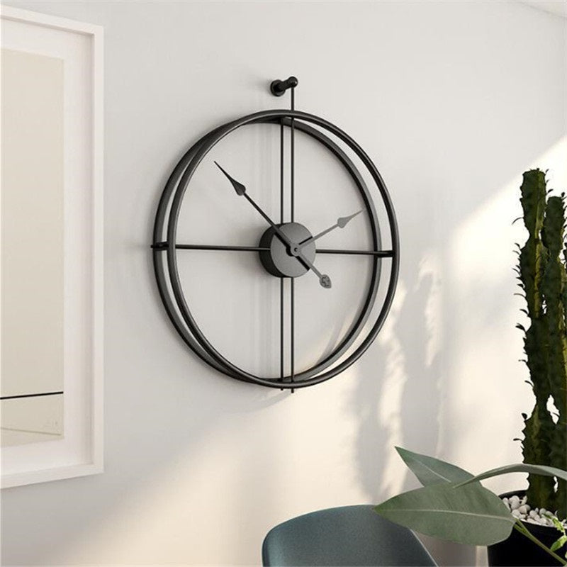 Wall Clock | Black Metal | Open-Frame Geometric Design | Urban Living Room