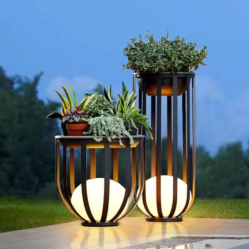 Solar-Powered Wall Planter with LED Light - Modern Garden Accent