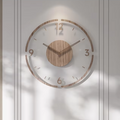 Wall Clock | Natural Wood | Open Face Design & Simple Numbers | Modern Living Room