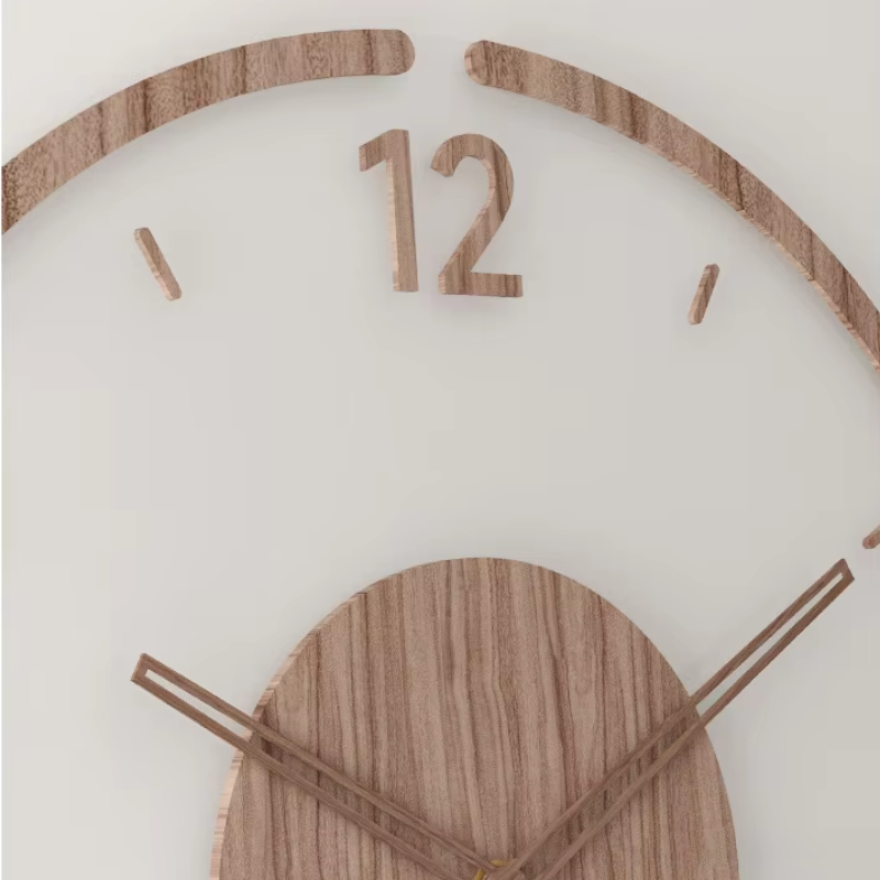 Wall Clock | Natural Wood | Open Face Design & Simple Numbers | Modern Living Room