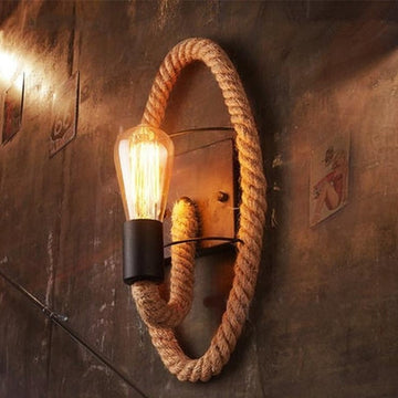 Industrial Rustic Rope Wall Sconce - Vintage Metal & Nautical Design