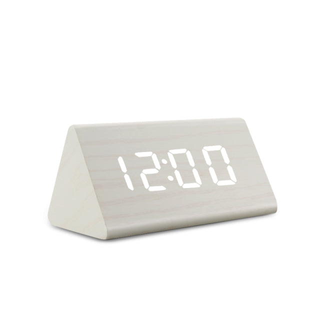 Digital Alarm Clock | Walnut Wood & LED Display | Humidity & Temperature Indicator | Bedside Table