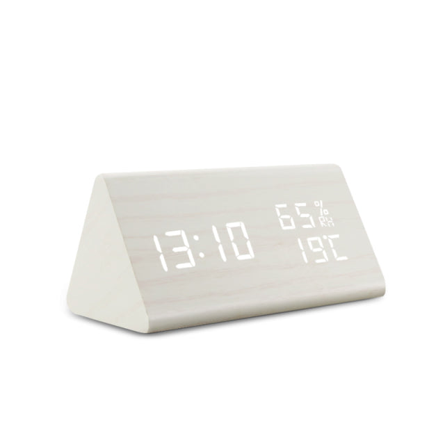 Digital Alarm Clock | Walnut Wood & LED Display | Humidity & Temperature Indicator | Bedside Table