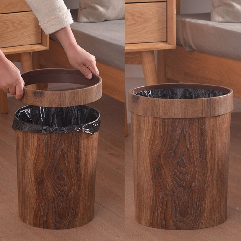 Trash Bin | Natural Wood & Metal Rim | Nordic Minimalism | Living Space