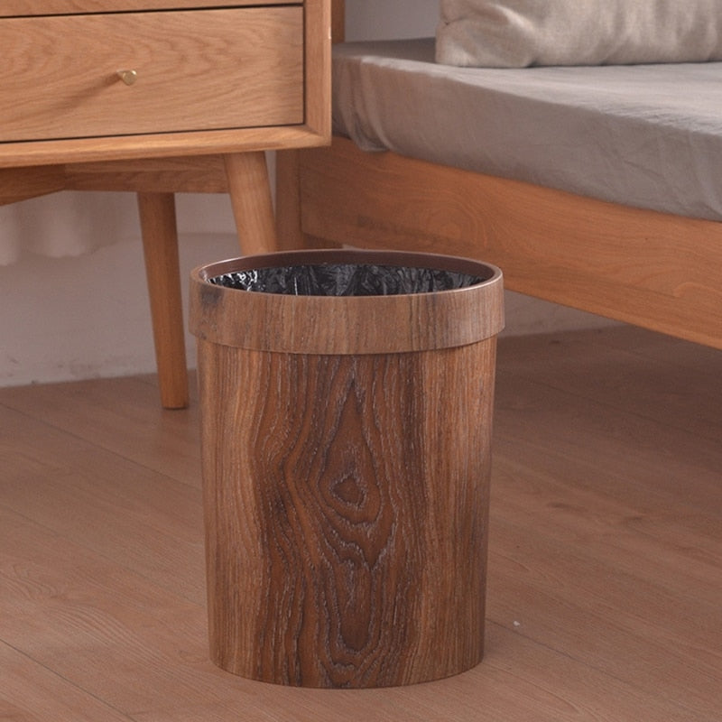 Trash Bin | Natural Wood & Metal Rim | Nordic Minimalism | Living Space