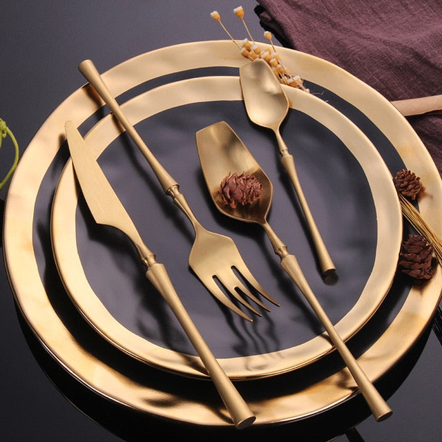 Cutlery Set | Gold Stainless Steel | Tapered Handles | Upscale Dining