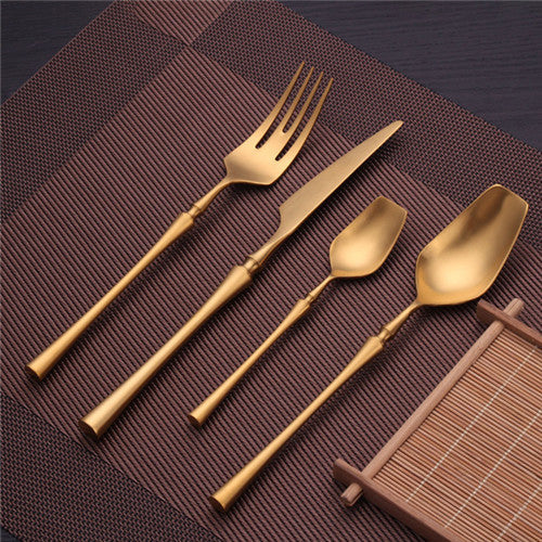 Cutlery Set | Gold Stainless Steel | Tapered Handles | Upscale Dining