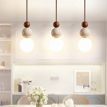 Modern Travertine Pendant Light - Minimalist Natural Stone Lava Design