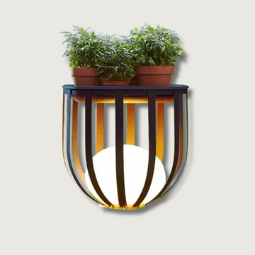 Solar-Powered Wall Planter with LED Light - Modern Garden Accent