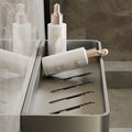 Wall Shelf With Towel Holder | Matte Metal | Two-Tier Shelving | Bathroom Space-Saver