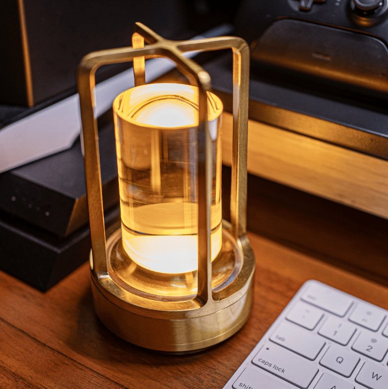 Table Lantern | Brass & Crystal | Geometric Framework | Living Room Accent