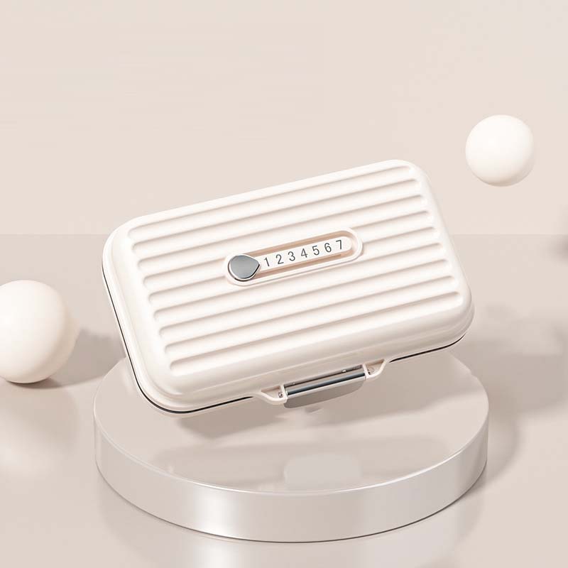Mini Portable Pill Organizer with Password Protection & 7 Compartments