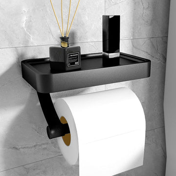 Wall-Mounted Toilet Paper Holder with Integrated Shelf Matte Stainless Steel