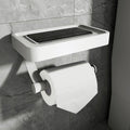 Toilet Paper Holder With Shelf | Matte Black Metal & Plastic | Integrated Shelf | Bathroom Wall Mount